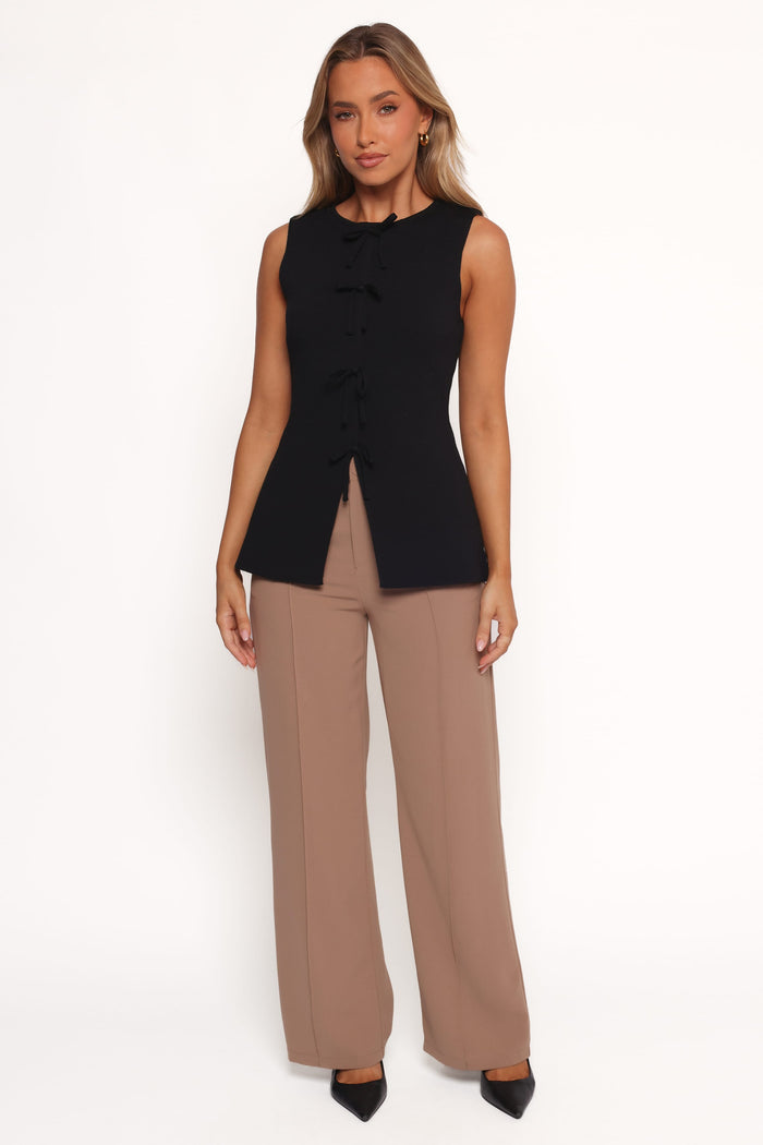 Petal and Pup USA TOPS Milani Bow Knitted Top - Black