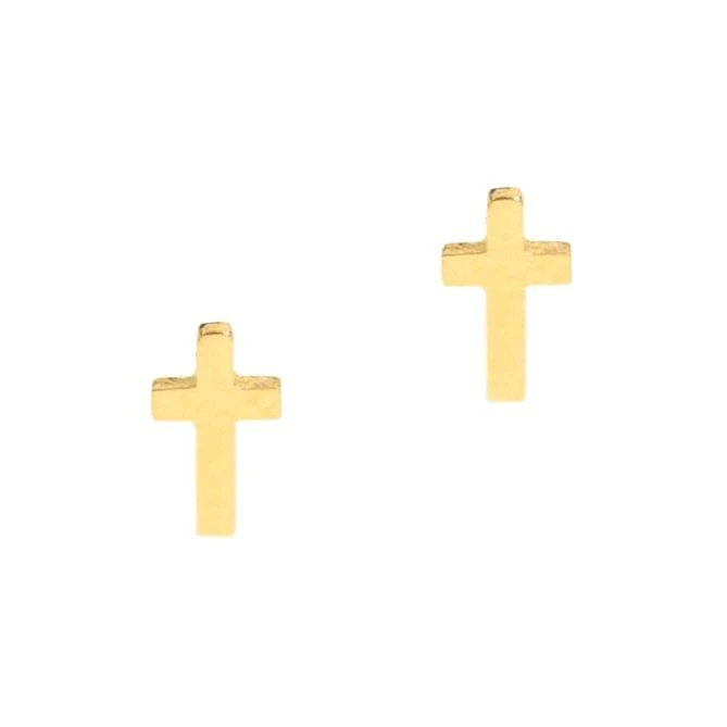 Mini Cross Studs in Gold