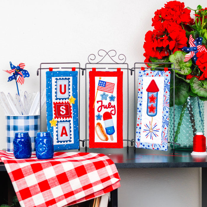 Decorative items with 4th of July theme on a table