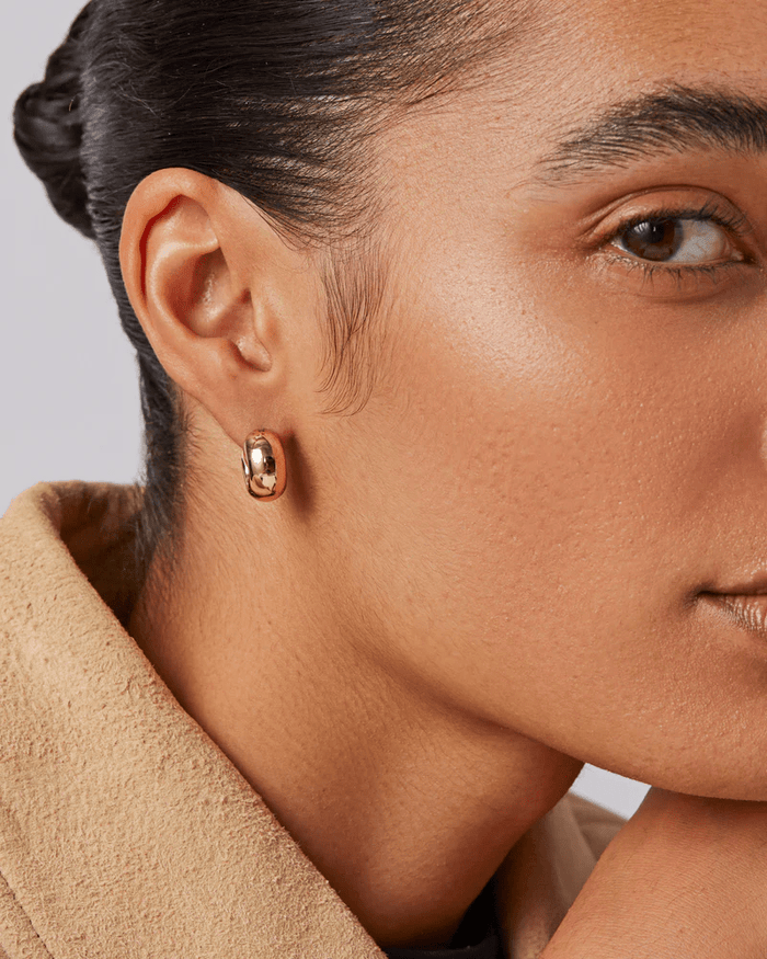 Mini Tome Hoop Earrings in High Polish Gold