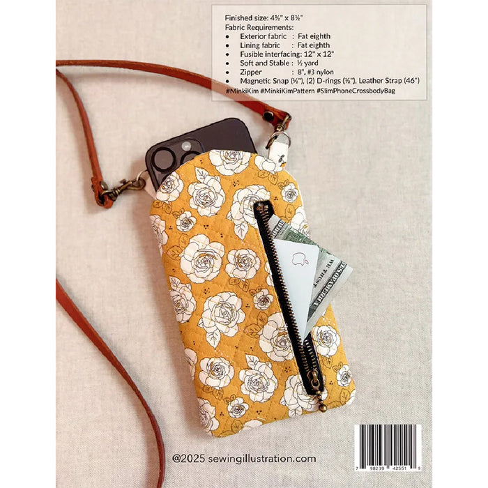 Floral patterned phone crossbody bag with zipper pocket on a beige background