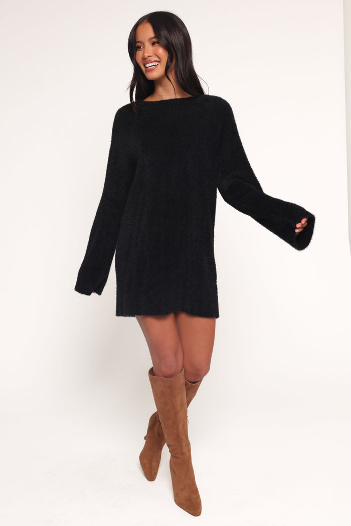 Petal and Pup USA DRESSES Mitchell Knit Mini Dress - Black