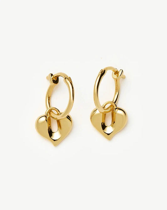 Molten Heart Charm Hoop Earrings | 18k Gold Vermeil Earrings Missoma