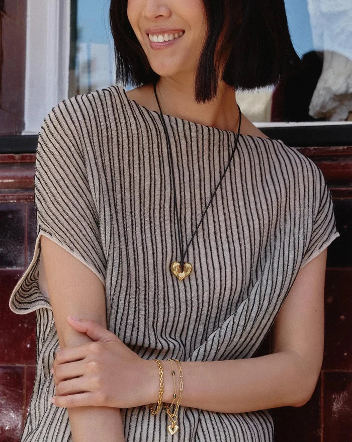 Molten Heart Pendant Cord Necklace | 18k Gold Plated Necklace Missoma