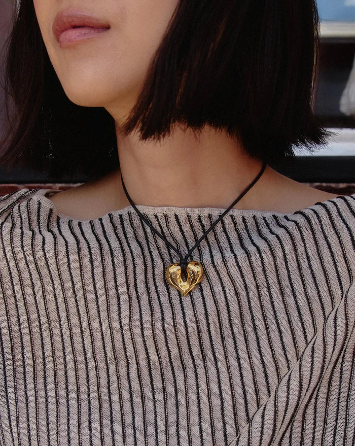 Molten Heart Pendant Cord Necklace | 18k Gold Plated Necklace Missoma