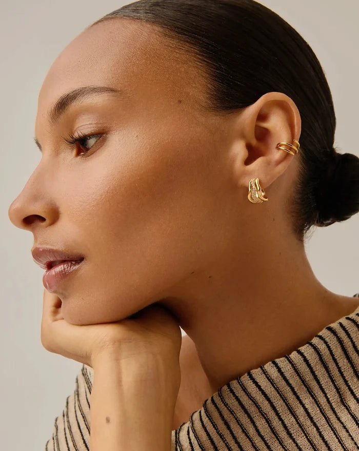 Molten Snow Small Hoop Earrings | 18k Gold Vermeil/Cubic Zirconia Earrings Missoma