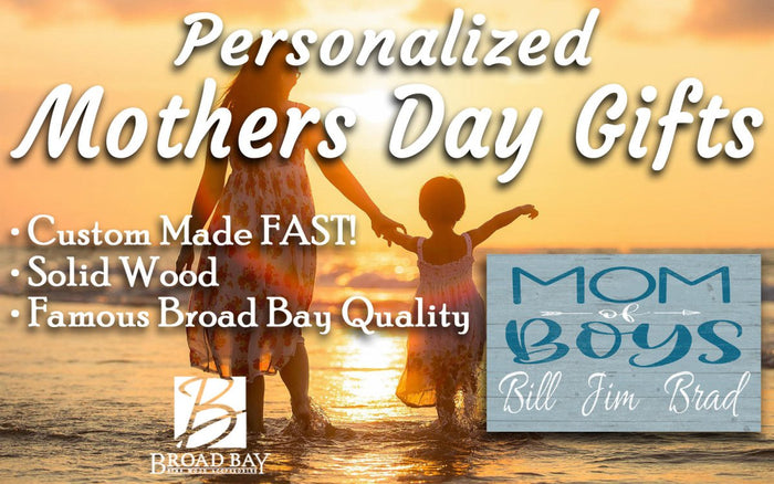 Custom Mom of Boys Sign with Names - Solid Wood - Broad Bay Personalized Gifts Shipped Fast