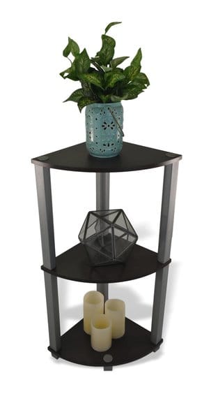 Momentum Furnishings Corner Shelf 3 Tier Espresso Perfect for any Room, Durable Easy to Clean Finish are affordable, stylish, and easy to assemble 11.73 Inches l x 11.73" W x 29.76'H - PBF-0286-709-SQ Mega