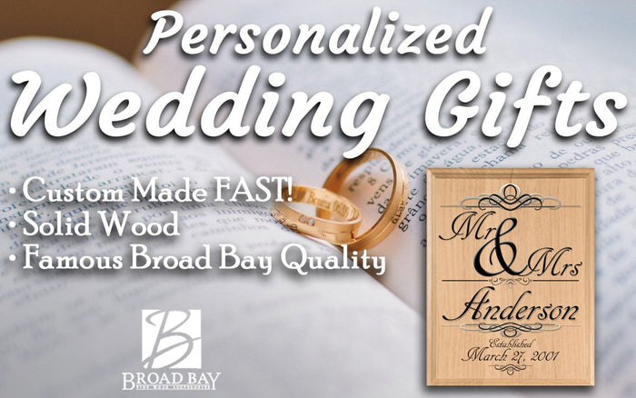 Mr & Mrs Wedding Gift Sign Personalized Name and Established Date - Broad Bay Personalized Gifts Shipped Fast