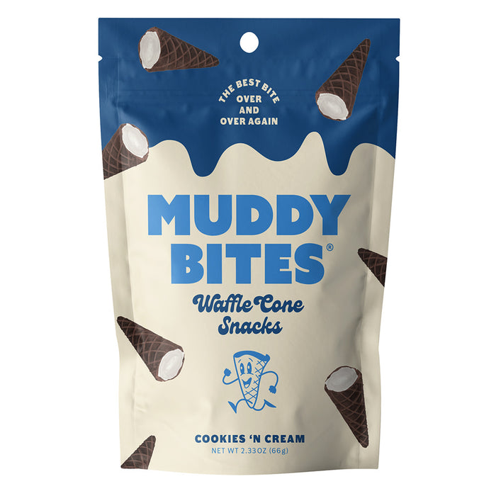 Muddy Bites Cookies and Cream Waffle Cone Treats - 12 Count