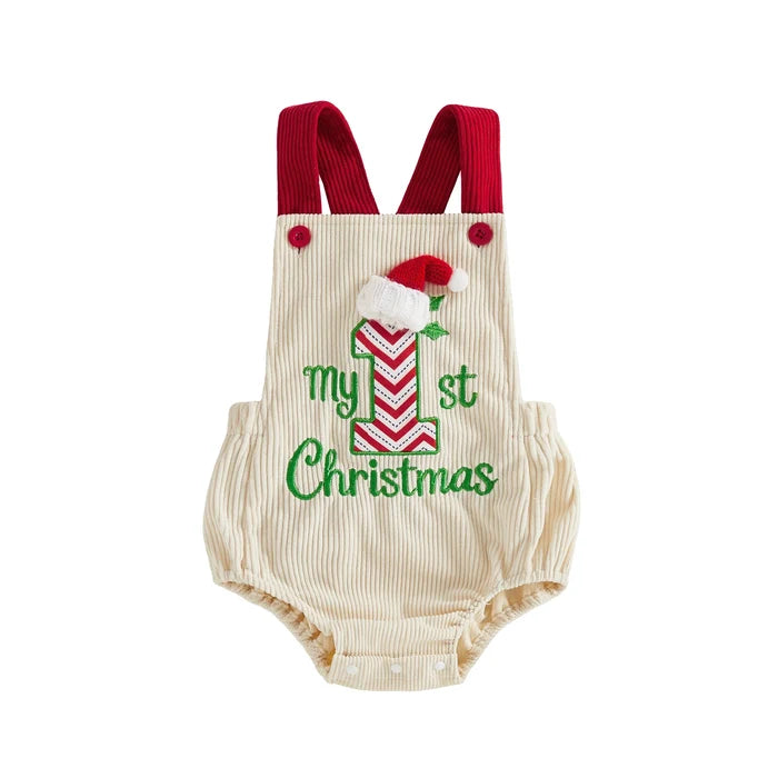 MY 1ST CHRISTMAS Santa Hat Corduroy Romper