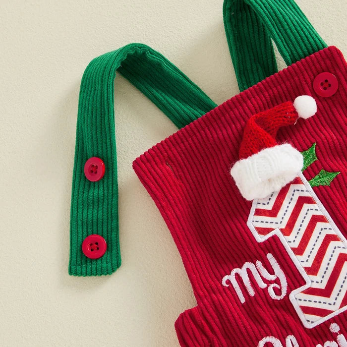 MY 1ST CHRISTMAS Santa Hat Corduroy Romper