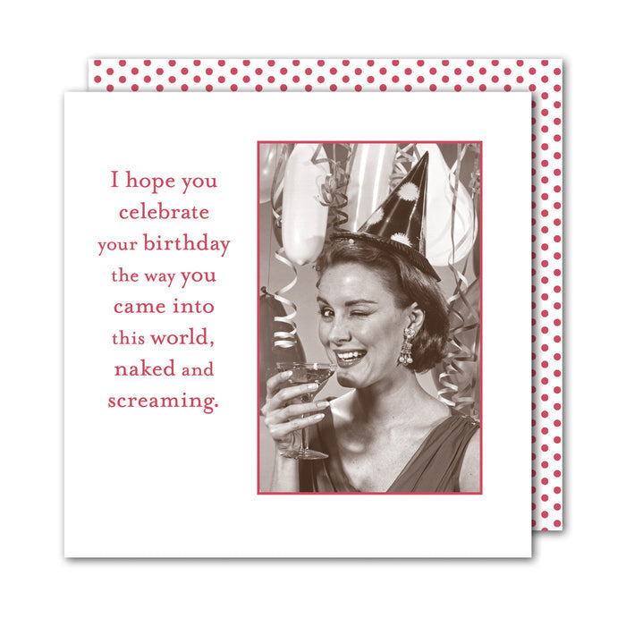 Naked and Screaming, Funny Cocktail Napkins by Shannon Martin