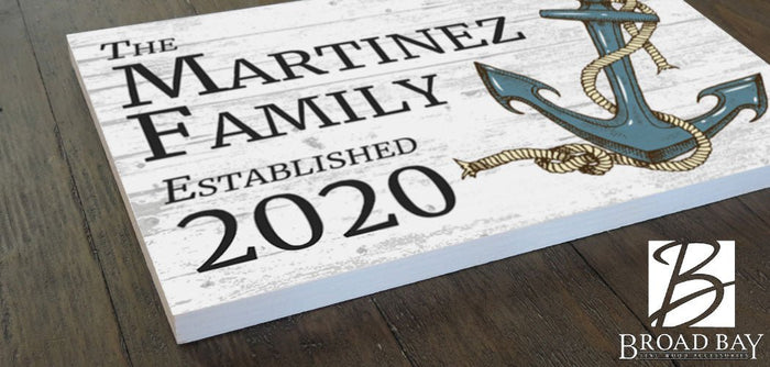 Anchor Home Sign With Established Date for Beach or Lake Home