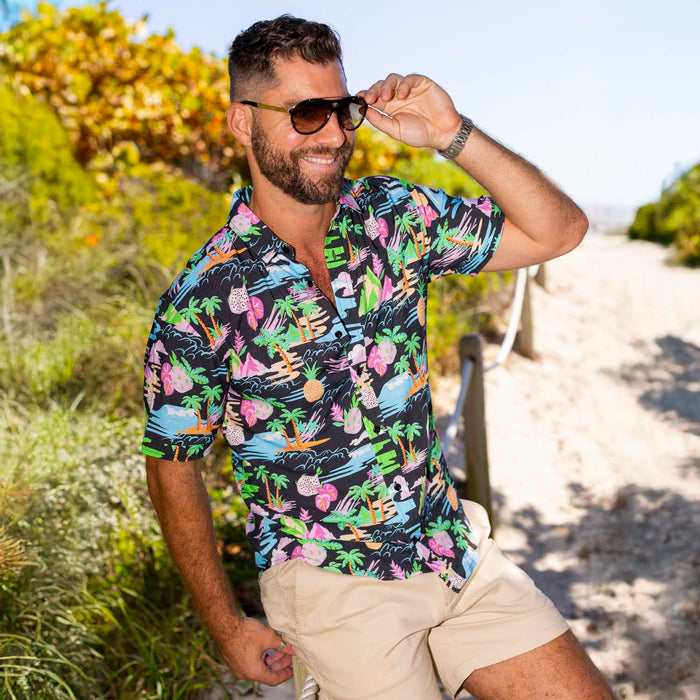 RSVLTS RSVLTS Bamboo Short Sleeve Shirt Neon Vacay – Bamboo Short Sleeve Shirt Neon Vacay – Bamboo Short Sleeve Shirt
