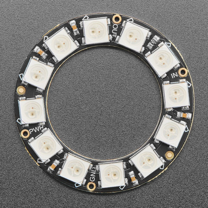 NeoPixel Ring - 12 x 5050 RGB LED with Integrated Drivers by Adafruit - The Pi Hut