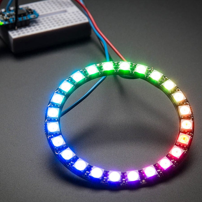 NeoPixel Ring - 24 x 5050 RGB LED with Integrated Drivers by Adafruit - The Pi Hut