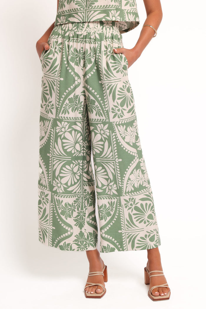 Petal and Pup USA BOTTOMS Nevin Pant - Green Floral