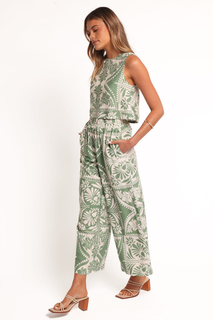 Petal and Pup USA BOTTOMS Nevin Pant - Green Floral