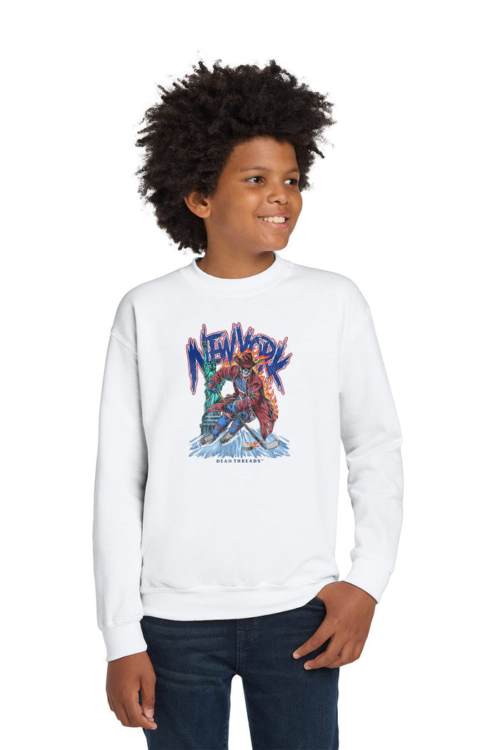 NEW YORK HOCKEY "THE RANGER" KIDS CREWNECK SWEATSHIRT – Kids clothes – Dead Threads Apparel
