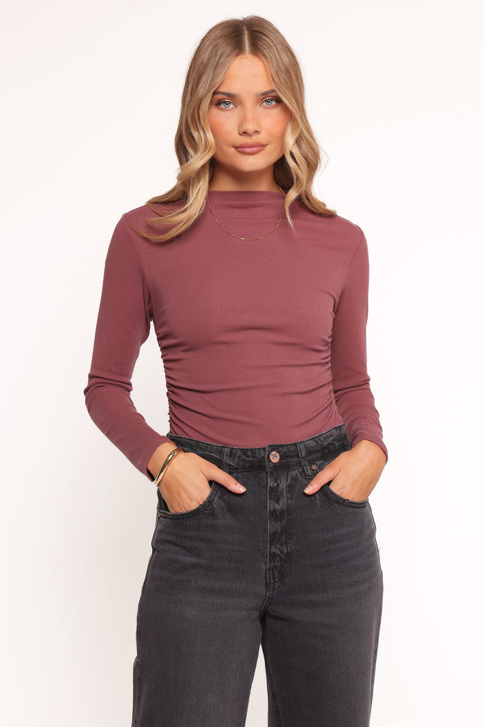 Petal and Pup USA TOPS Nissa Long Sleeve Top - Chocolate Cherry