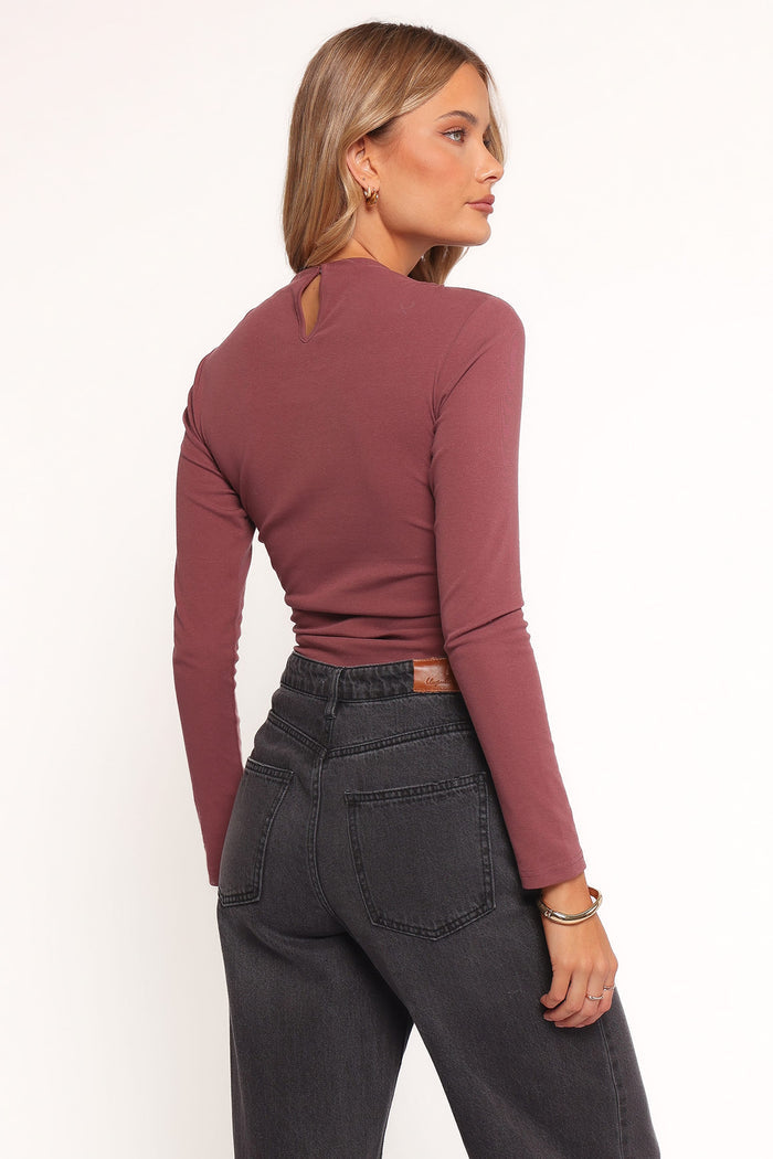 Petal and Pup USA TOPS Nissa Long Sleeve Top - Chocolate Cherry