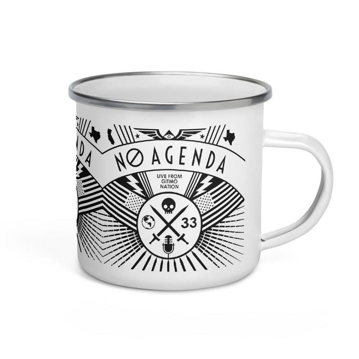 NO AGENDA RALLY - enamel mug