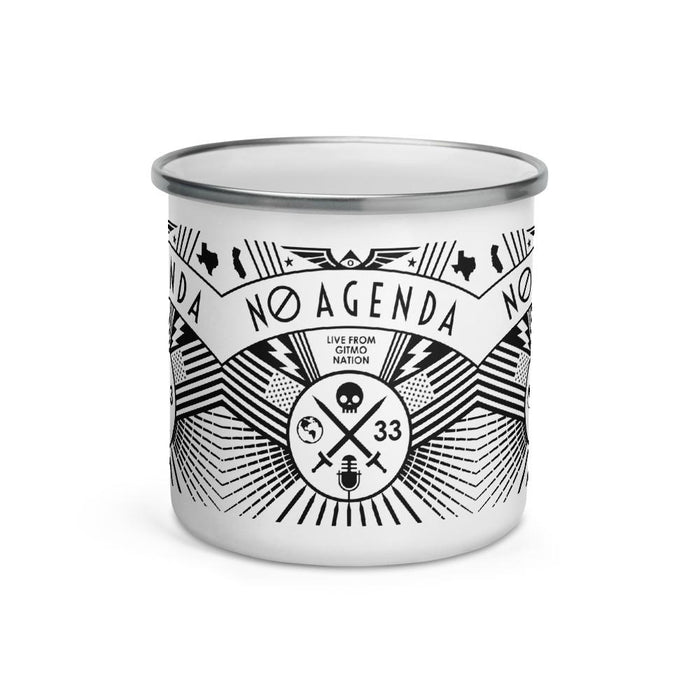 NO AGENDA RALLY - enamel mug