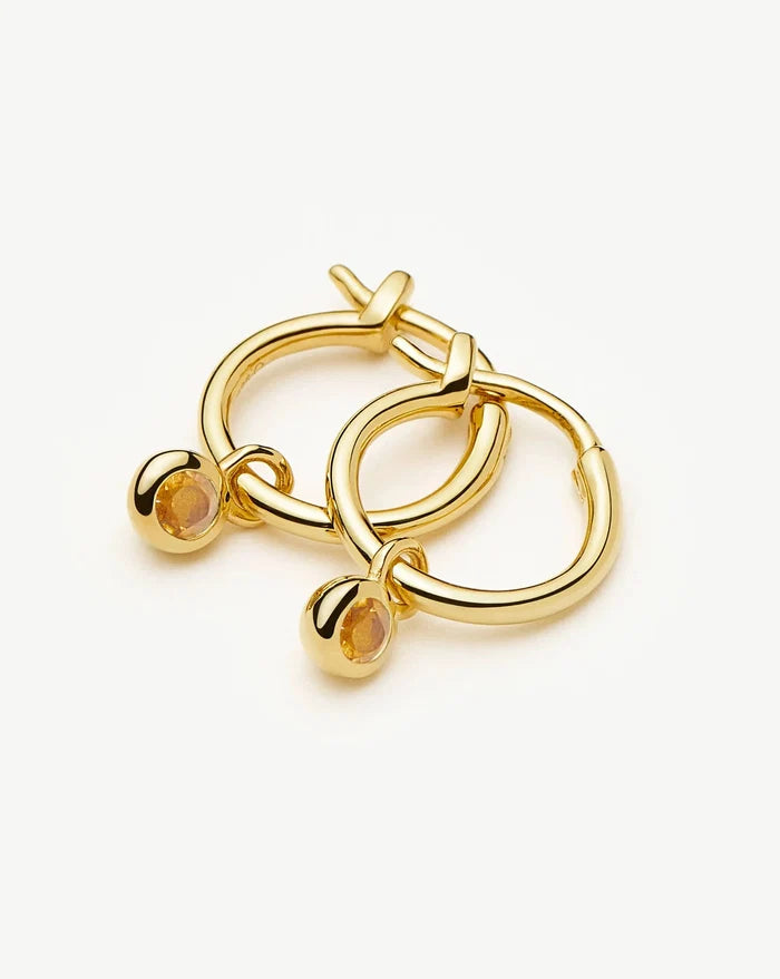 November Birthstone Mini Charm Hoop Earrings | 18k Gold Vermeil/Citrine Earrings Missoma