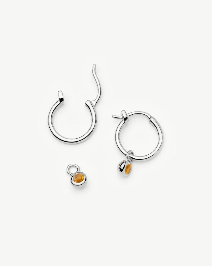 November Birthstone Mini Charm Hoop Earrings | Sterling Silver/Citrine Earrings Missoma