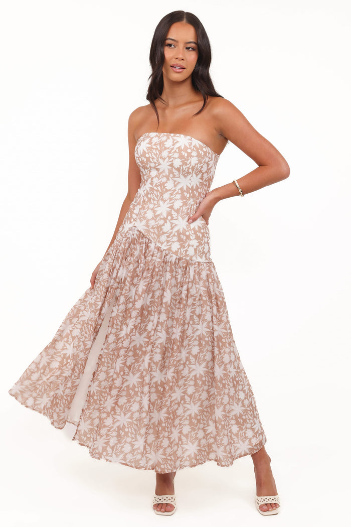Petal and Pup USA DRESSES Nyx Strapless Maxi Dress - Mocha (Hold for Amazon)