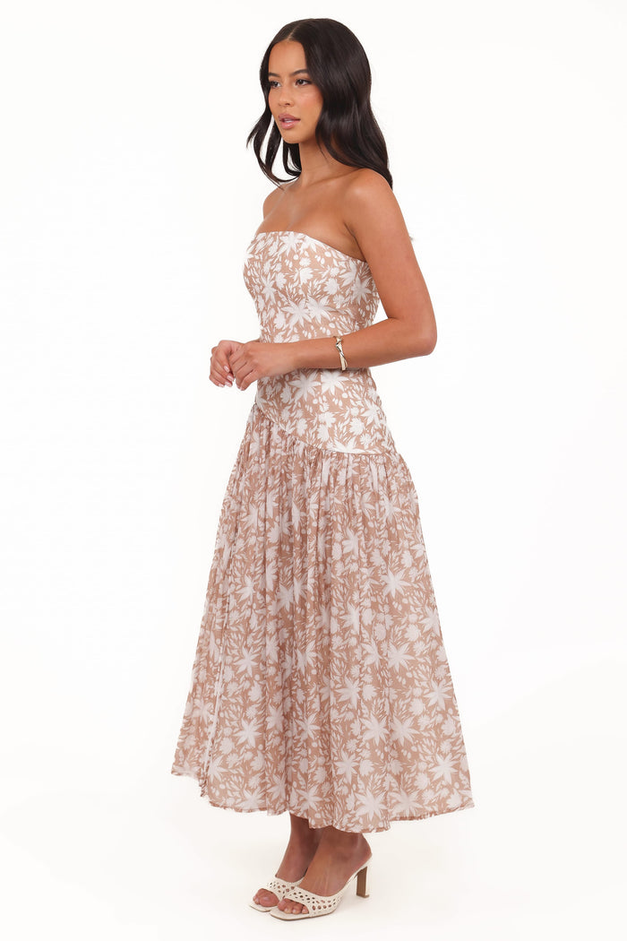 Petal and Pup USA DRESSES Nyx Strapless Maxi Dress - Mocha (Hold for Amazon)