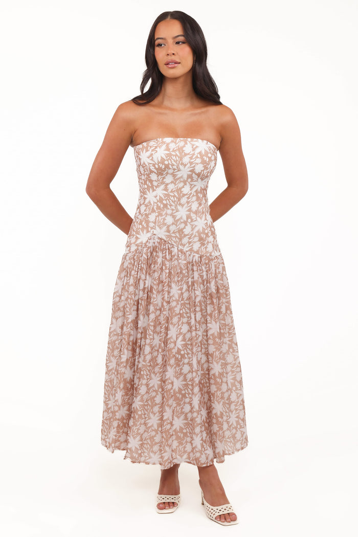 Petal and Pup USA DRESSES Nyx Strapless Maxi Dress - Mocha (Hold for Amazon)