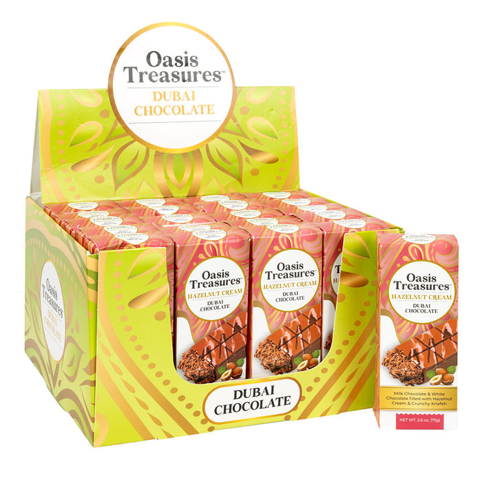 Oasis Treasures Dubai Chocolate Hazelnut Cream Candy Bars - 12 Count
