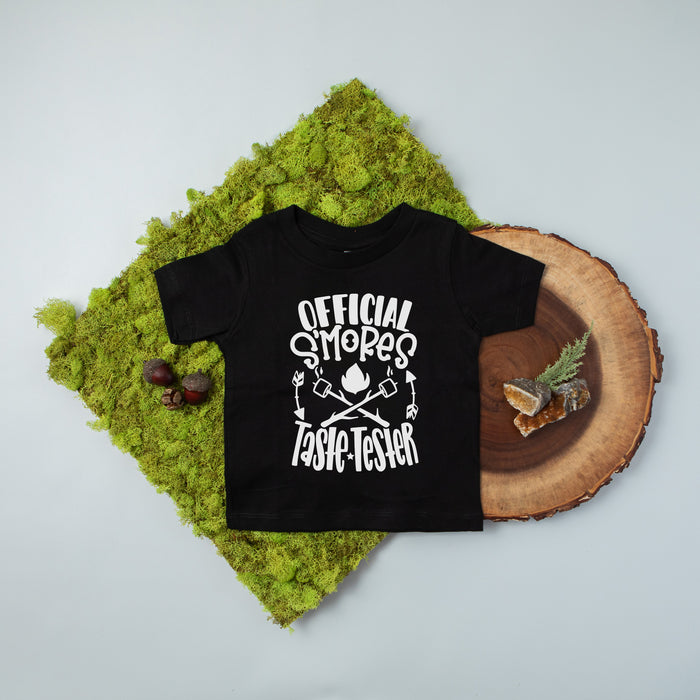 "OFFISHAL SMORES TASTE TESTER" Kids Camping-Themed T-shirts
