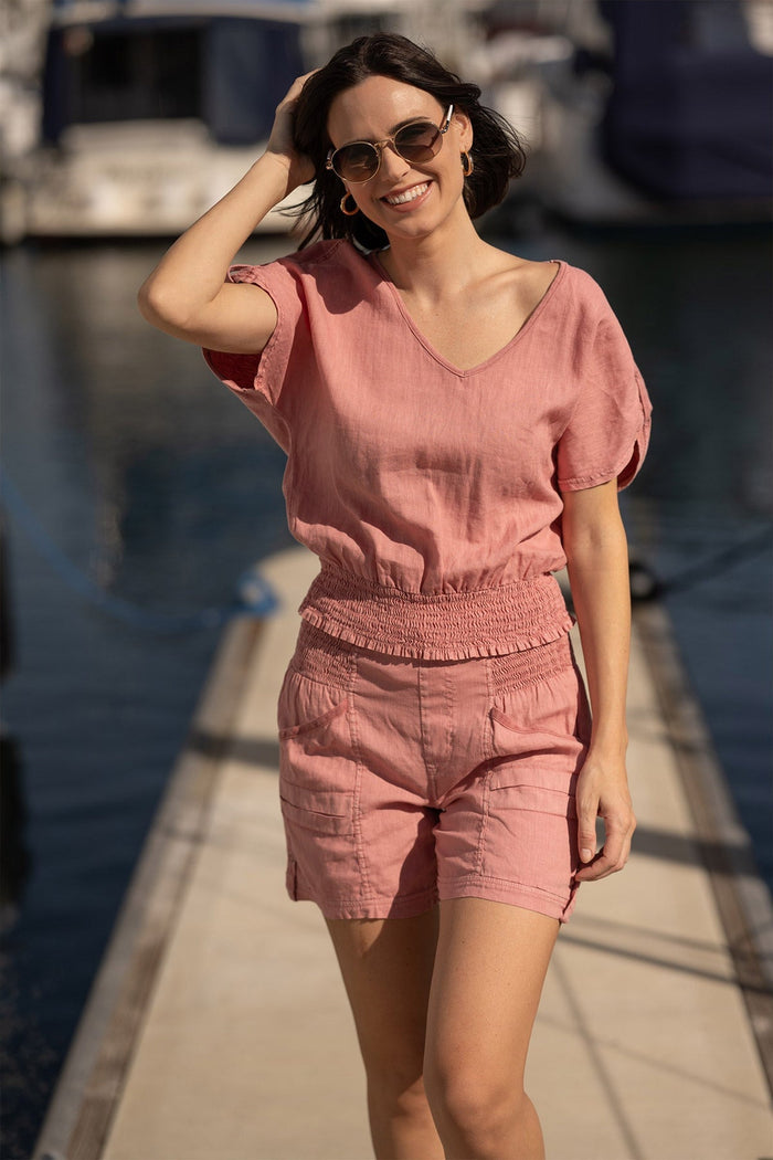 XCVI Rebel Linen Tabbed Short