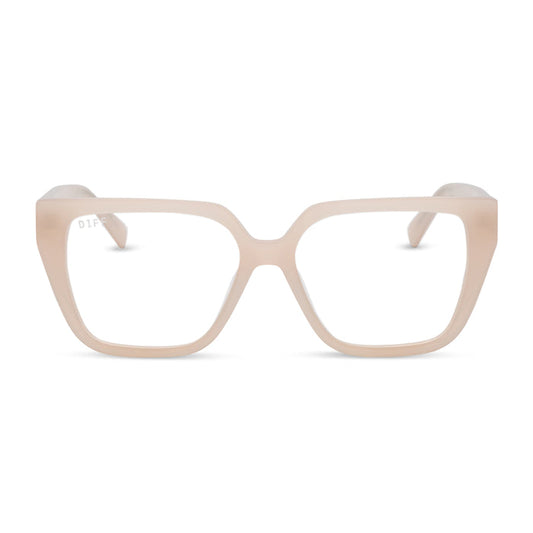 diff eyewear featuring the olive square prescription glasses with a milky blush acetate frame front view