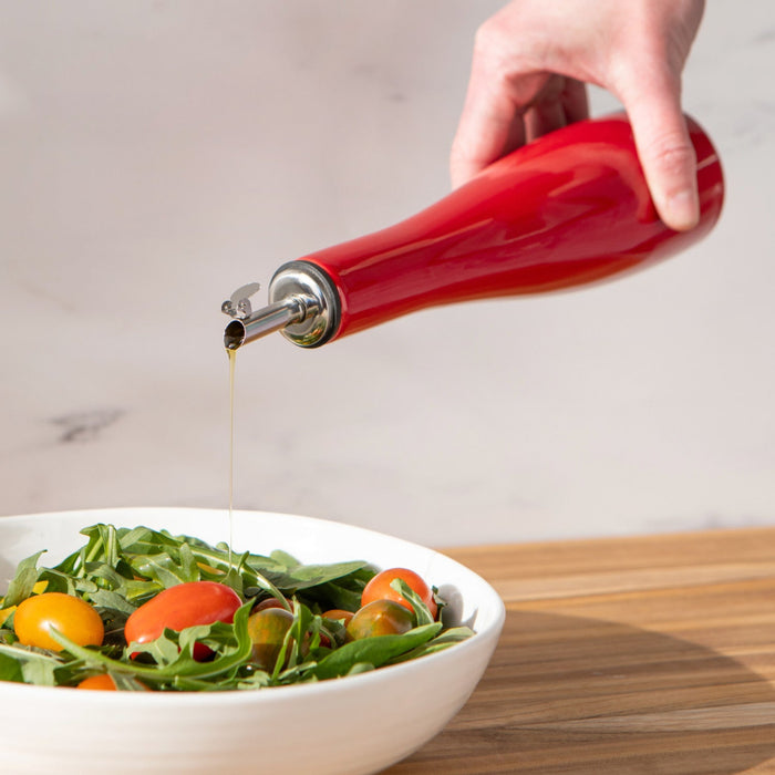 Olive Oil Cruet - Red in use