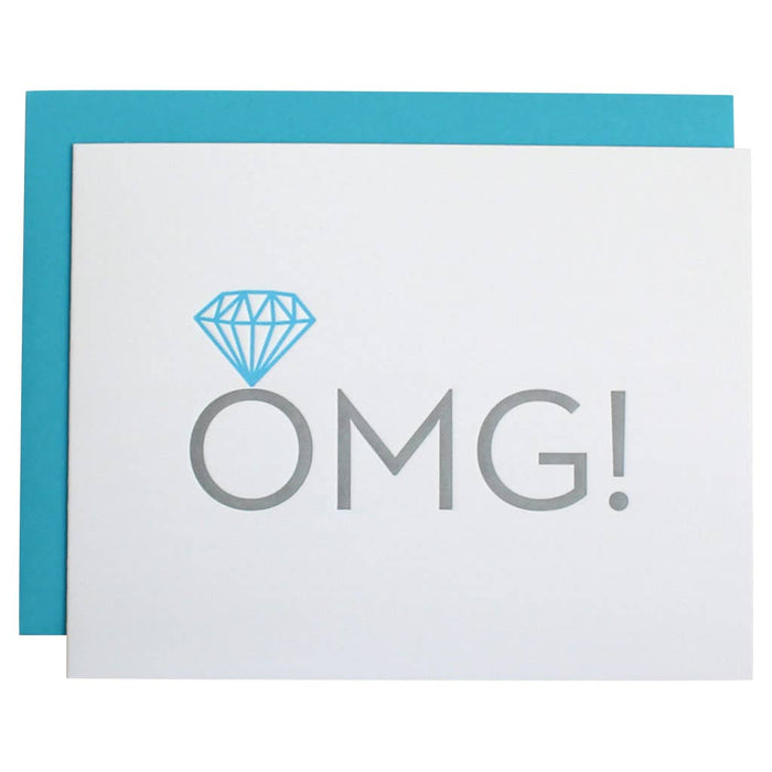 OMG! Engagement Ring Letterpress Greeting Card.