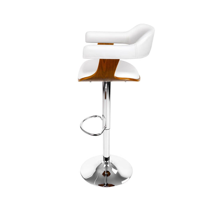 One Bar Stools Gas Lift Leather w/Armrest White -Home Living Store - -