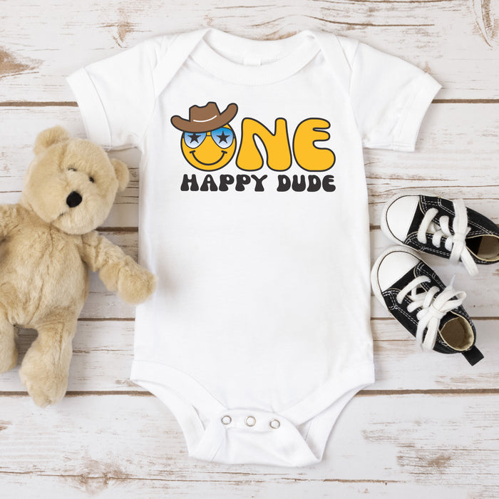One Happy Dude Cowboy-themed Personalized 1st Birthday Outfit T-shirt/Bodysuit