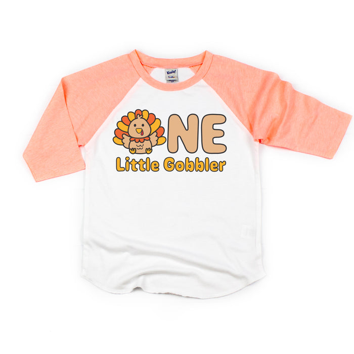 One Little Gobbler Fall-Themed Personalized 1st Birthday Raglan