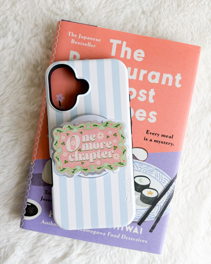 One More Chapter Coquette Magnetic Kindle Grip or Phone Holder - The Bean Workshop - book lover gift, Bookish Accessories, coquette, griptok, kindle accessories, kindle grip, phone grip, reading accessories