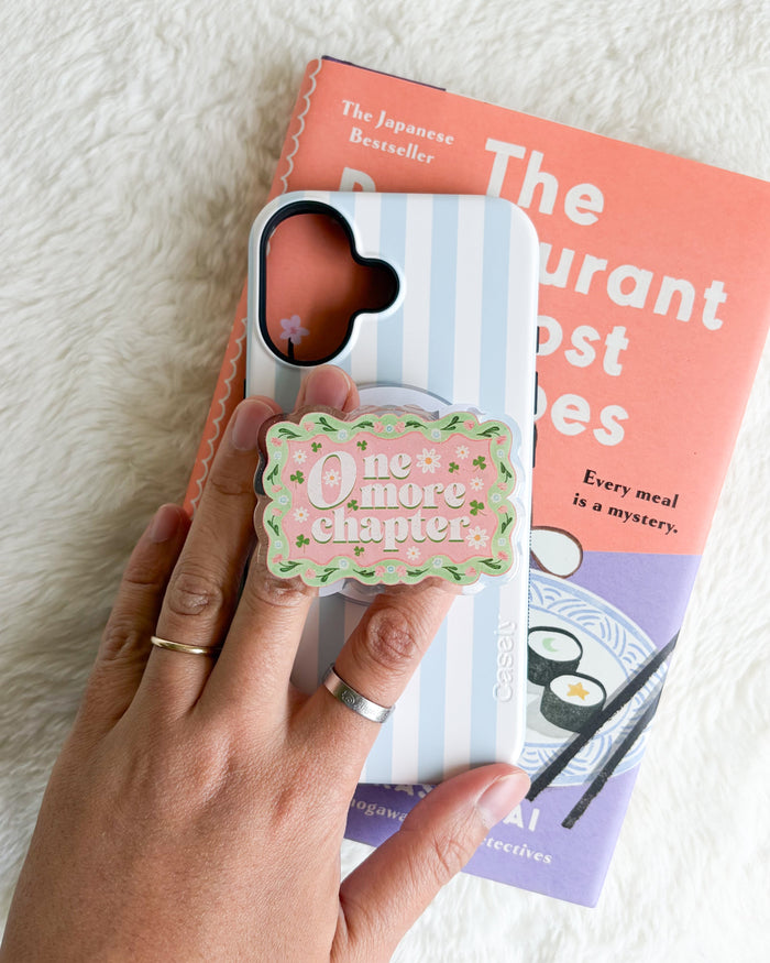 One More Chapter Coquette Magnetic Kindle Grip or Phone Holder - The Bean Workshop - book lover gift, Bookish Accessories, coquette, griptok, kindle accessories, kindle grip, phone grip, reading accessories