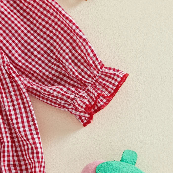 ONE Strawberry Checkered Romper