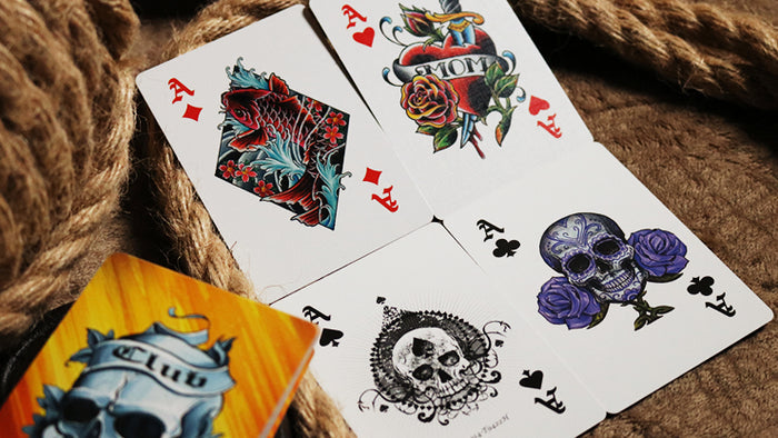 Orange Bicycle Club Tattoo Playing Cards Playing Cards by US Playing Card Co.