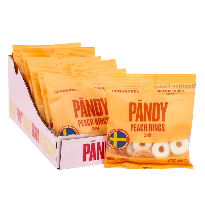 Pandy Sugar Free Peach Rings Swedish Candy Peg Bag - 14 Count