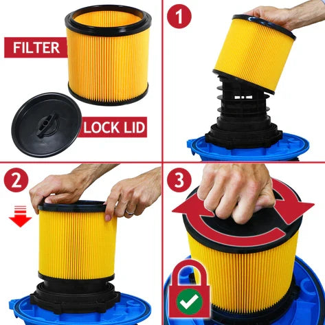 Parkside Wet and Dry Filter Cartridge Lidl PNTS 1250 1300 1400 1500 Vacuum Cleaner
