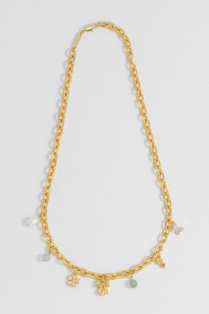 Pastel Charm T-Bar Necklace