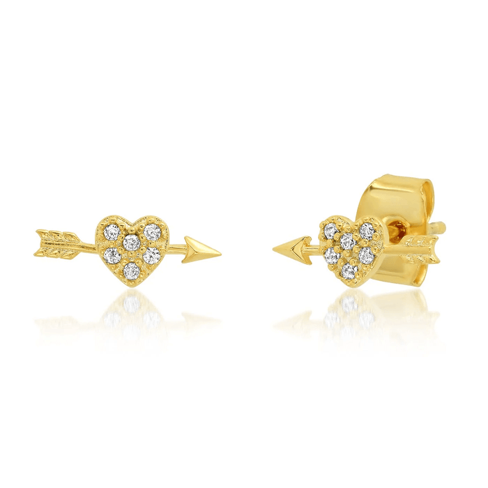 Pave Heart And Arrow Studs